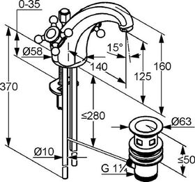 Kludi Waschtischarmatur ADLON DN 15 Ausladung 140mm chr