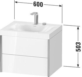 Duravit Waschtischunterbauset XVIU 600x480mm o HL sw ma / we s-matt Ra B2