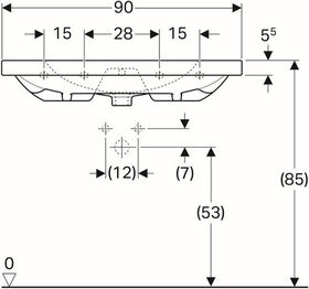 Geberit Waschtisch ACANTO 900x422mm m Abl. HL und Überlauf weiß