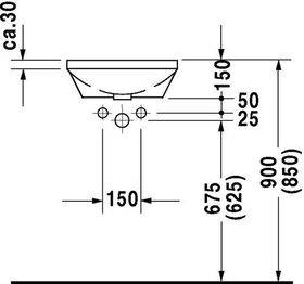 Duravit Einbauwaschtisch ARCHITEC o ÜL HLB d= 400mm ohne Hahnloch weiß