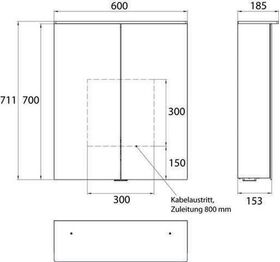 Emco LED-Lichtspiegelschr. PURE 2 DESIGN AP 600x711mm 2-tü m Lichtsegel Aluminiu