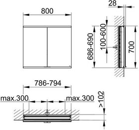 Keuco Spiegelschrank ROYAL MODULAR 2.0 Breite 800mm Höhe 700mm Tiefe 120mm