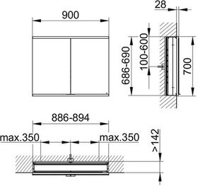 Keuco Spiegelschrank ROYAL MODULAR 2.0 Breite 900mm Höhe 700mm Tiefe 160mm