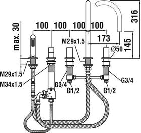 Laufen 5-L-Wannenfüllkombi KARTELL ohne Armaturenplatte chrom