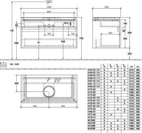 V&B Waschtischunterschrank LEGATO 1000x550x500mm m Be Glossy White