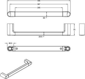 V&B Wandhaltegriff ViCare Design verchr 400mm