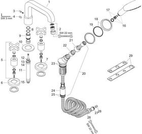 4-Loch Wannenrandarmatur AXOR CITTERIO DN 15 m Kreuzgriffen und Rosetten chrom