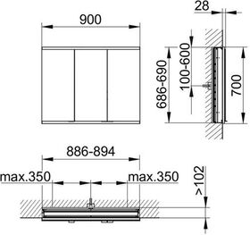 Keuco Spiegelschrank ROYAL MODULAR 2.0 Breite 900mm Höhe 700mm Tiefe 120mm