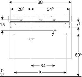 Geberit Waschtischunterschrank XENO² 880x530x462mm Siphonaus li La matt/greig