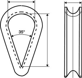 Kausche DIN 6899 Form B 10mm Seil-Nenngröße 9,0mm ZN m.tiefer Rille - VPE: 50