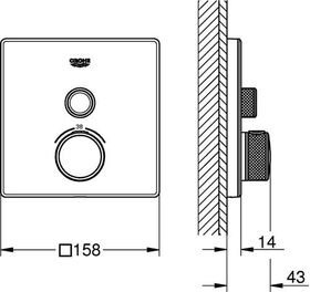 Thermostat GROHTHERM SMARTCONTROL eckig 1 ASV mo wh