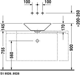 Duravit Aufsatzbecken STARCK 1 m ÜL o HLB o Hahnloch d= 530mm weiß WG