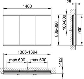 Keuco Spiegelschrank ROYAL MODULAR 2.0 Breite 1400mm Höhe 900mm Tiefe 120mm