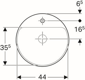 Geberit Einbauwaschtisch VariForm rd d= 480mm m HLB ohne Überlauf weiß KT