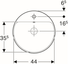 Geberit Einbauwaschtisch VariForm rd d= 480mm m HLB mit Überlauf weiß