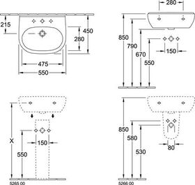 V&B Waschtisch O.NOVO 550x450mm ohne ÜL we