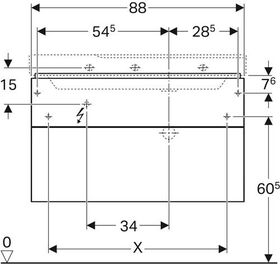 Geberit Waschtischunterschrank XENO² 880x530x462mm Siphonaus re La hochglänze