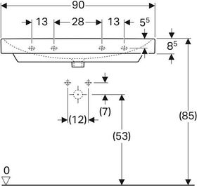 Geberit Waschtisch SMYLE Square mit Hahnloch mit Überlauf 900x480mm weiß