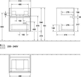 V&B Waschtischunterschrank COLLARO 510x546x414mm m LED-B. Truffle Grey