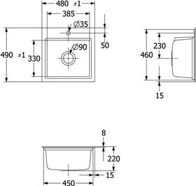 V&B Einbauspüle SUBWAY STYLE 50 S Flat 500x510mm flächenb. B re m Handbet. St w