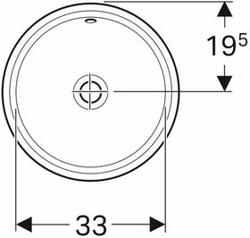 Geberit Unterbauwaschtisch VariForm rd d= 390 o Hahnloch mit Überlauf weiß