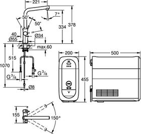 Grohe EH-Spültischbatterie BLUE HOME Starter-Kit L-Auslauf su-st