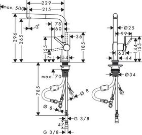 Spültischmischer Talis M54 270 ND Ausziehauslauf 1 jet chrom