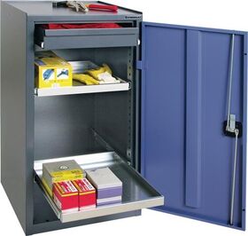 Werkzeug-/Beistellschrank H1000xB500xT500mm 1 Schubl.,2 BD grau/blau NCS PROMAT