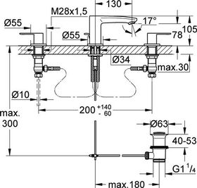 Grohe 3-Loch-WTbatt. EUROSTYLE COSMOPOL DN 15 chr