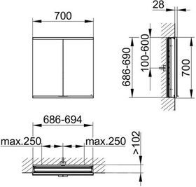 Keuco Spiegelschrank ROYAL MODULAR 2.0 Breite 700mm Höhe 700mm Tiefe 120mm