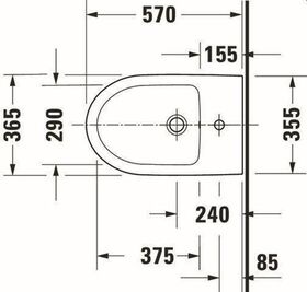 Stand-Bidet Duravit No.1 weiß, mit Überlauf, 1 Hahnloch 370x570mm