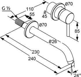 Kludi Waschtisch-Einhandmischer BOZZ UP 2L Ausladung Wandauslauf 230mm chrom