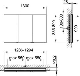 Keuco Spiegelschrank ROYAL MODULAR 2.0 Breite 1300mm Höhe 900mm Tiefe 120mm