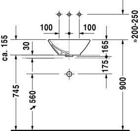 Duravit Aufsatzbecken BACINO m ÜL o HLB 420x420mm ohne Hahnloch weiß