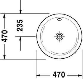 Duravit Einbauwaschtisch ARCHITEC m ÜL o HLB d= 470mm ohne Hahnloch weiß