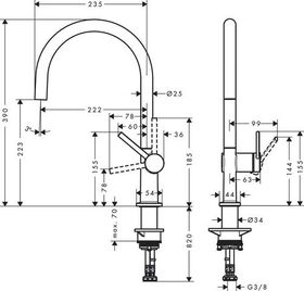 Einhebel-Küchenmischer Talis M54 ComfortZone 220, Eco, 1 jet mattschwarz