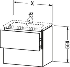 Duravit Waschtischunterbau L-CUBE 620x391mm 2 Schubk we hgl La ES NB mitte