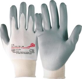 Handschuhe Camapur Comfort 619 Gr.7 weiß/grau Polyamid mitPUR EN 388 Kat.II - VPE: 10