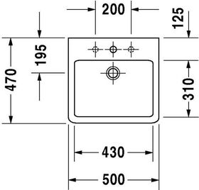 Duravit Waschtisch VERO m ÜL HLB 500x470mm geschli 1 HL weiß