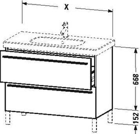 Duravit Waschtischunterbau X-LARGE 800x470x668mm dolomiti grey hochglanz