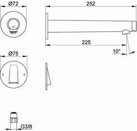 Keuco Elektronik-Waschtischmischer IXMO Wd-mon UP rund AquaVip 225mm verchromt