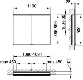 Keuco Spiegelschrank ROYAL MODULAR 2.0 Breite 1100mm Höhe 900mm Tiefe 120mm