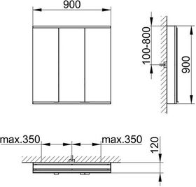 Keuco Spiegelschrank ROYAL MODULAR 2.0 Breite 900mm Höhe 900mm Tiefe 120mm