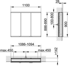 Keuco Spiegelschrank ROYAL MODULAR 2.0 Breite 1100mm Höhe 900mm Tiefe 160mm