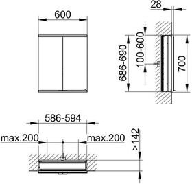 Keuco Spiegelschrank ROYAL MODULAR 2.0 Breite 600mm Höhe 700mm Tiefe 160mm