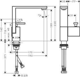 Einhebel-Waschtischmischer 190 AXOR EDGE mit Ablaufgarnitur chrom