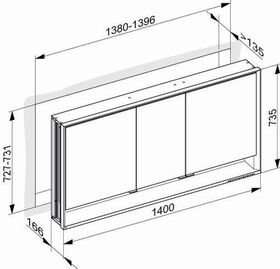 Keuco Spiegelschrank ROYAL LUMOS DALI 1400x735x165mm