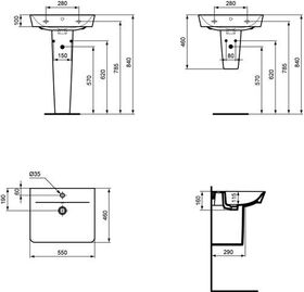 IDS Waschtisch CONNECT AIR 550x460x160mm weiß