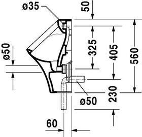 Duravit Urinal DURASTYLE 300x340mm Zul v hinten ohne Fliege weiß