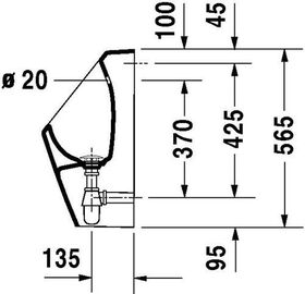 Duravit Urinal D-CODE RIMLESS 305x290mm Zul v hint o Fliege HG weiß